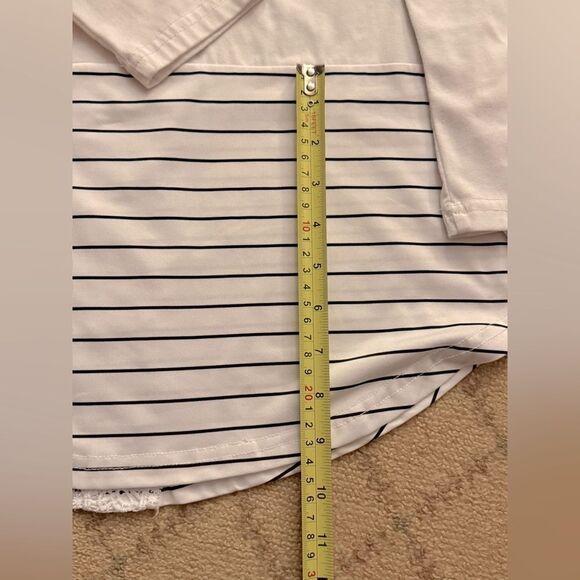 Sherosa Navy and white long sleeved tunic boho with lace detail M - Picture 6 of 11